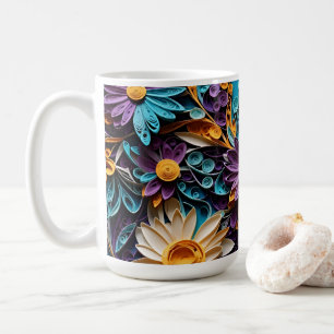 Caneca De Café Sinfonia Floral: Arte em Papel Enchida