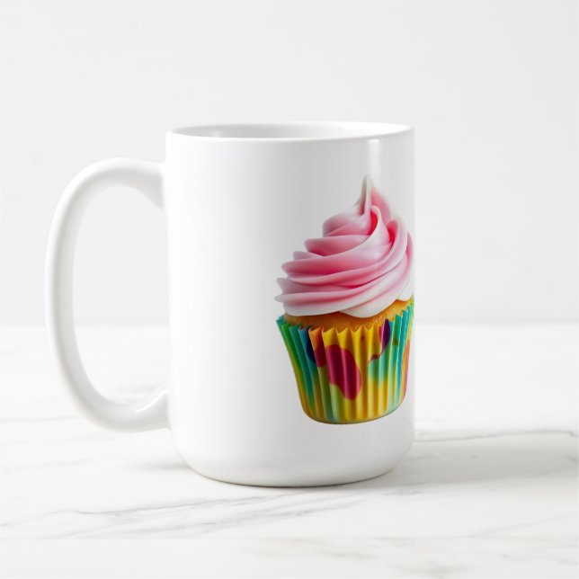 Caneca De Café Single Cupcake with Pink and White Frosting (Esquerda)