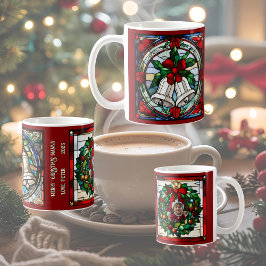 Caneca De Café Sininhos de Prata Vidro Pintado Falso