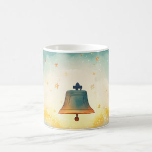 Caneca De Café sino de bronze ou cobre com estrelas cintilantes a