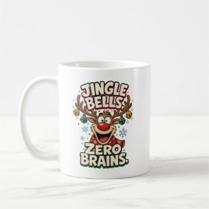 Caneca De Café Sinos de Natal, Zero Miolos, Renas Engraçadas de N