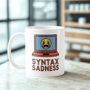Caneca De Café Sintaxe Tristeza Desenho de Esgotamento de Codif