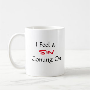 Caneca De Café "Sinto Um Pecado A Chegar" Frase