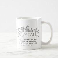 Sioux Falls Estilizado Skyline | Slogan Personaliz