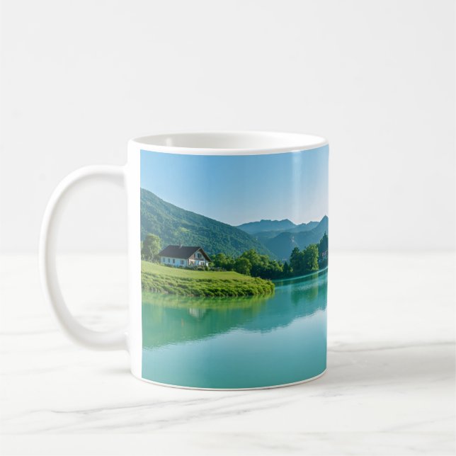 Caneca De Café "Sip in Serenity - Tranquilidade Lakeside em Cada (Esquerda)