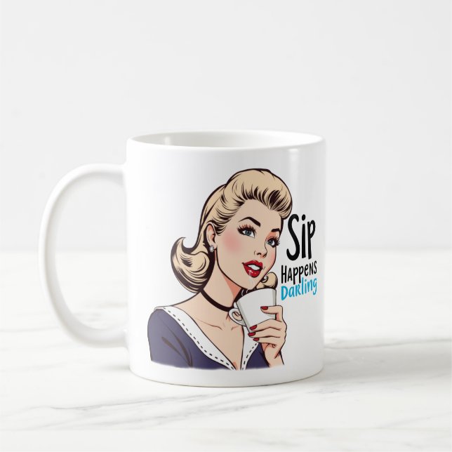 Caneca De Café Sip Ocorre Chá Sarcástico Retro-Glamoroso e (Esquerda)