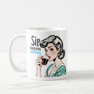 Caneca De Café Sip Ocorre Chá Sarcástico Retro-Glamoroso e