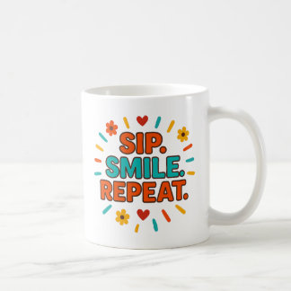 Caneca De Café Sip. Smile. Repeat. – Minimalist Mug
