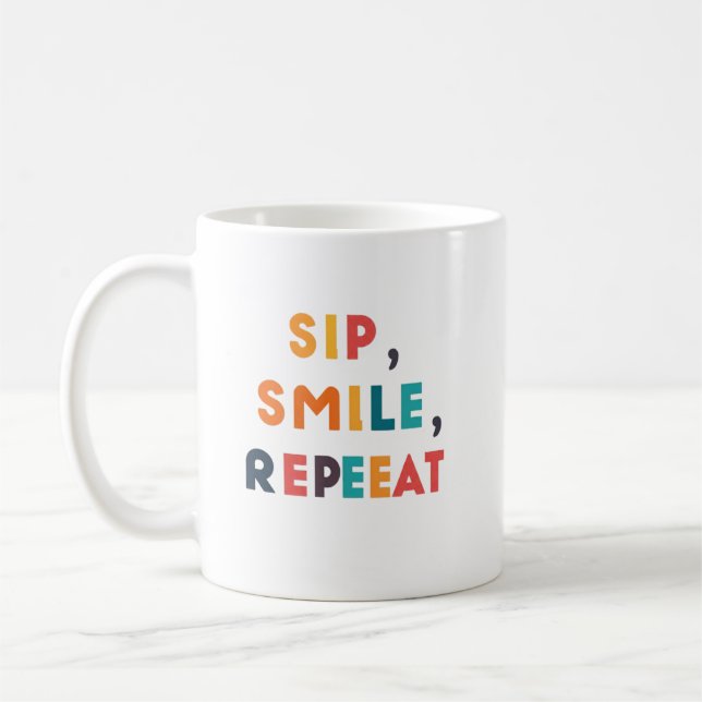 Caneca De Café Sip, Smile, Repetir - Designs Classic Mug para cad (Esquerda)