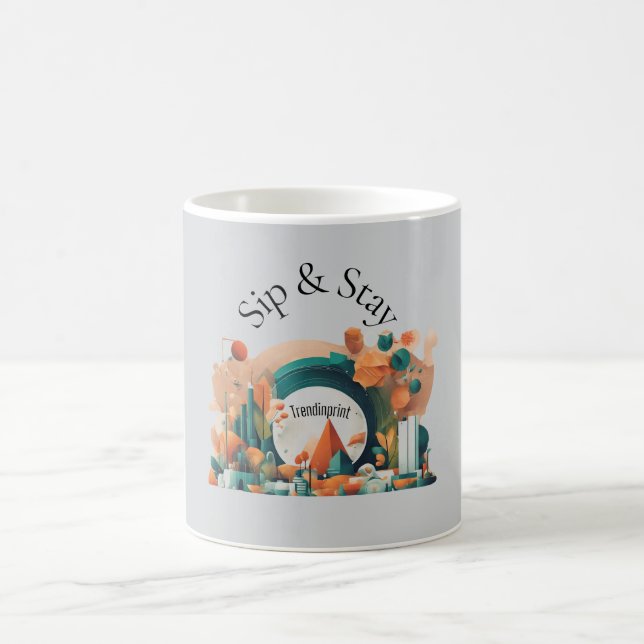 Caneca De Café Sip & stay mug AI art  (Centro)