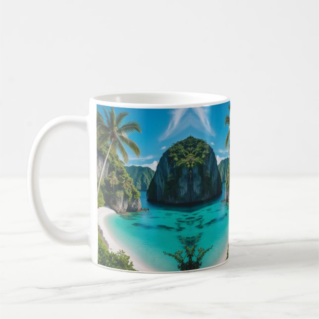 Caneca De Café "Sip to Paradise: Tropical Cove Mug Escape" (Esquerda)
