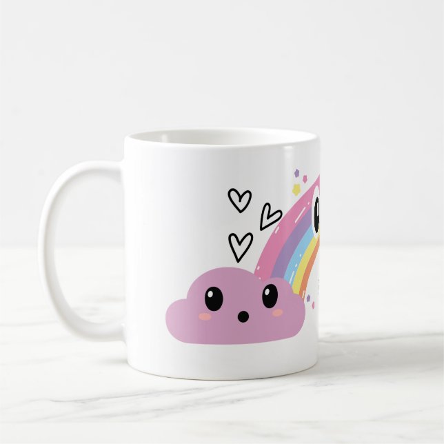 Caneca De Café Sip Under the Rainbow” Cute Mug (Esquerda)