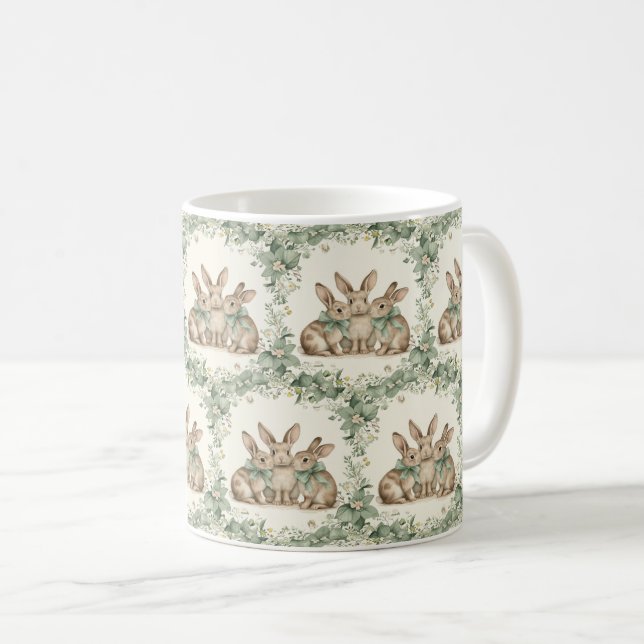 Caneca De Café Sips de primavera: Delícia de Bunny ☕ 🌼 (Frente Esquerda)