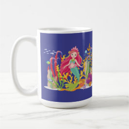 Caneca De Café Siren Oceano: Cabelo Vermelho Longo