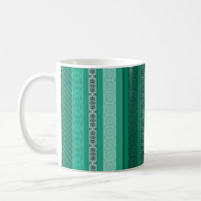 Caneca De Café Sistema geométrico abstrato moderno de retro ornam (Esquerda)