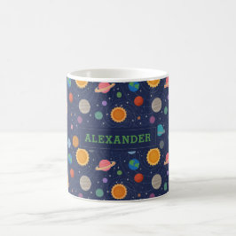 Caneca De Café Sistema Solar com Sol e Planetas Personalizados
