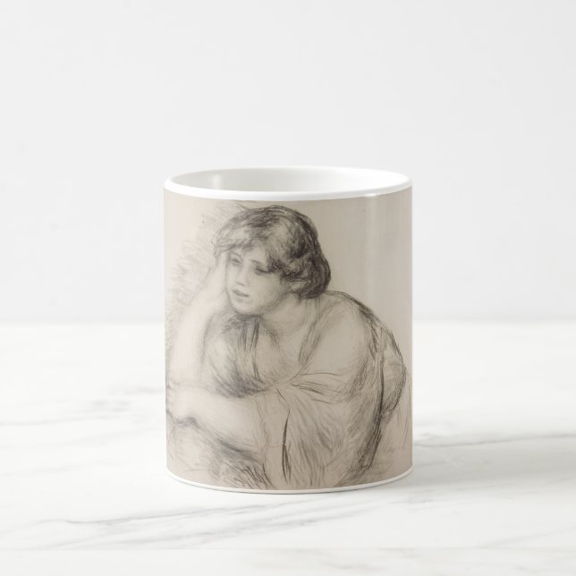 Caneca De Café Sitting Girl (por Pierre-Auguste Renoir) (Centro)