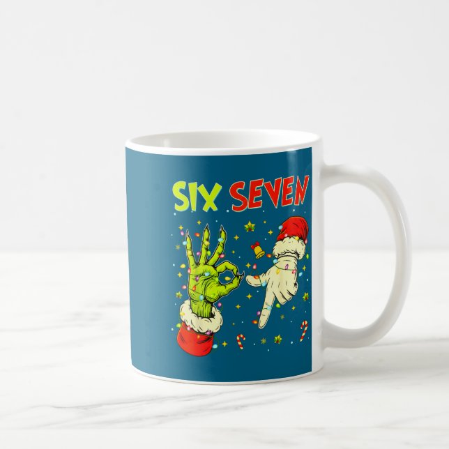 Caneca De Café Six Seven 67 Funny Hand-sign Christmas Meme  (Direita)