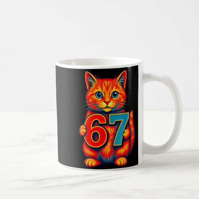 Caneca De Café Six Seven 67 Meme 6 7 Cat Youth Boy Girl  (Direita)