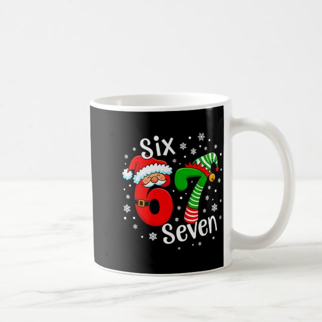 Caneca De Café Six Seven 67 Meme 6 7 Elf Santa Christmas  (Direita)
