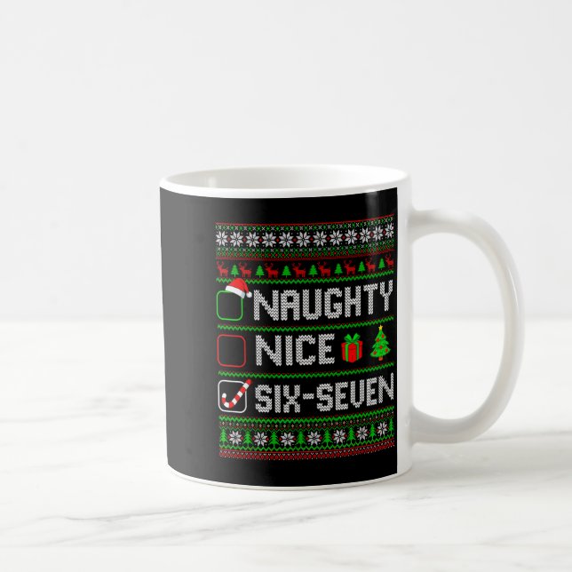 Caneca De Café Six Seven 67 Meme Nice Naughty Christmas Pajamas M (Direita)
