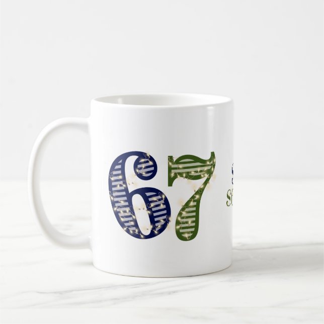 Caneca De Café Six Seven 6 7 Trend Blue & Green Modern (Esquerda)