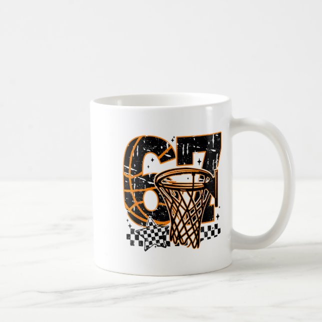 Caneca De Café Six Seven Basketball, Funny 67 Basketball, Retro G (Direita)