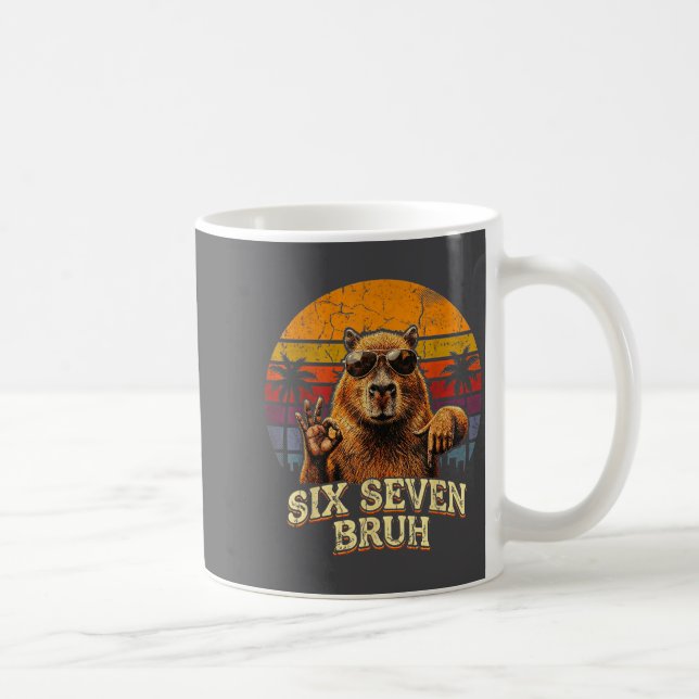 Caneca De Café Six Seven Bruh 67 Capybara 6 7 Funny Meme Animal 6 (Direita)