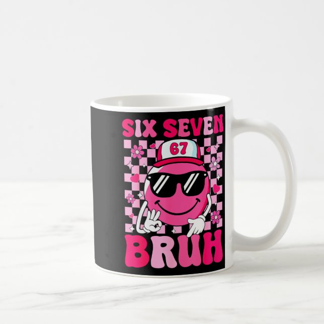 Caneca De Café Six Seven Bruh 67 Meme Smile Face Valentines Boys  (Direita)