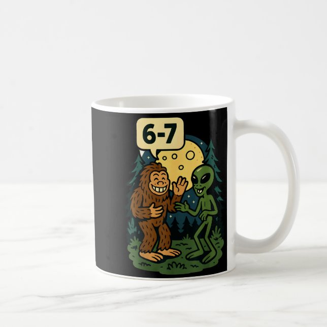 Caneca De Café Six Seven Funny Bigfoot And Alien 67 Viral Meme Sa (Direita)
