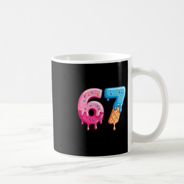 Caneca De Café Six Seven Ice Cream Drip Cool Meme 67 Funny Number (Direita)