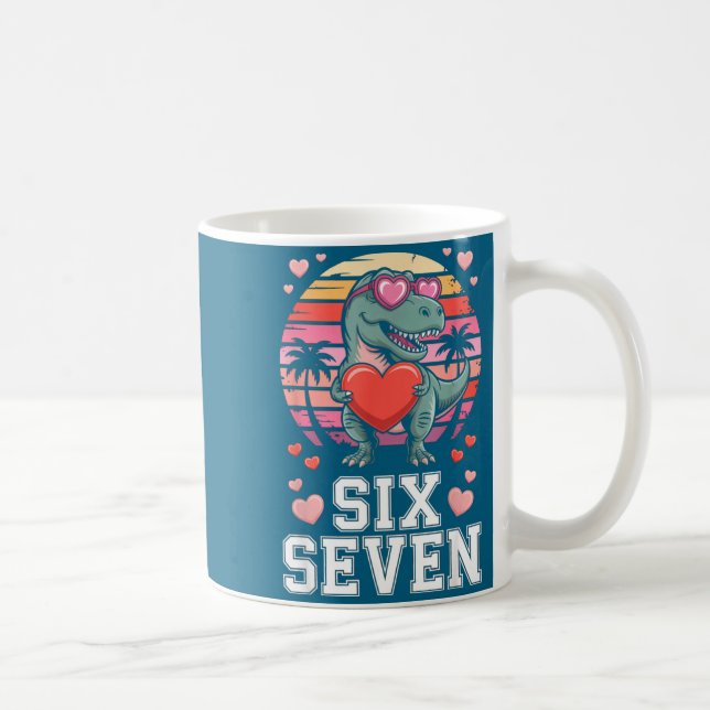 Caneca De Café Six Seven Valentine’s Day Dinosaur T-rex For Kids  (Direita)