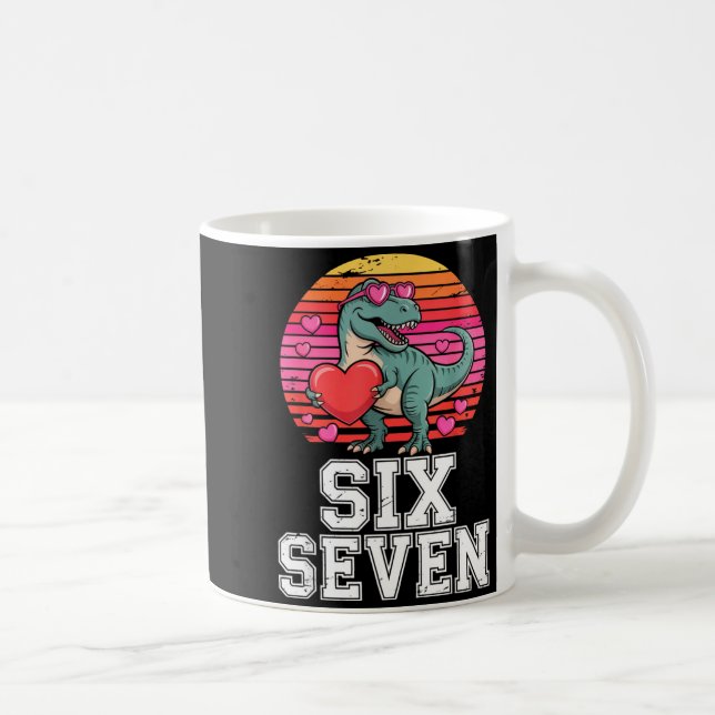 Caneca De Café Six Seven Valentine’s Day Dinosaur T-rex For Kids  (Direita)