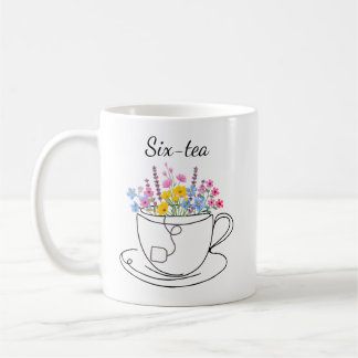 Caneca De Café Six-Tea 60º Aniversário Caprichoso Floral Colorido