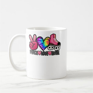 Caneca De Café Skate do Peace Love - Tie Dye Roller Skater Heart