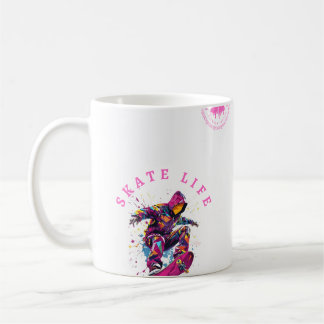 Caneca De Café Skate Vida rosa Hoodie feliz em branco