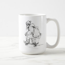 Caneca De Café Skateboard Santa Claus com Presentes