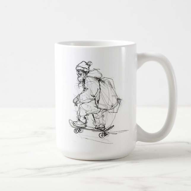 Caneca De Café Skateboard Santa Claus com Presentes (Direita)