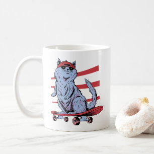 Caneca De Café Skater Cat Skateboarder Skateboard