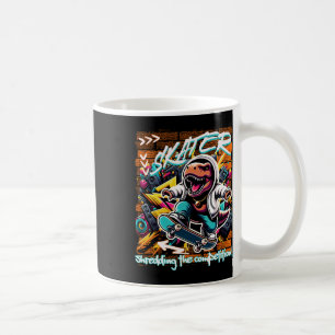 Caneca De Café Skater Destruindo a Concorrência! T-rex Engraçado 