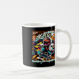 Caneca De Café Skater Destruindo a Concorrência! T-rex Engraçado