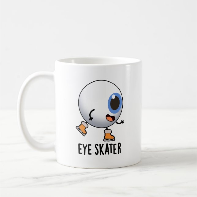 Caneca De Café Skater Olho Engraçado Pun De Patinação De Gelo (Esquerda)