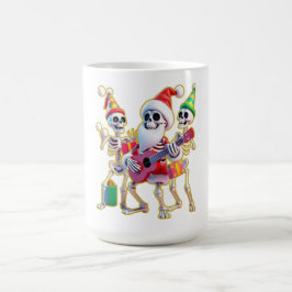 Caneca De Café **Skeleton 3D Christm Santa Party – Funnyas Skelet