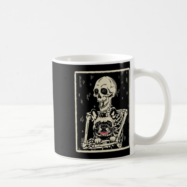 Caneca De Café Skeleton abraça o cão-grande francês (Direita)