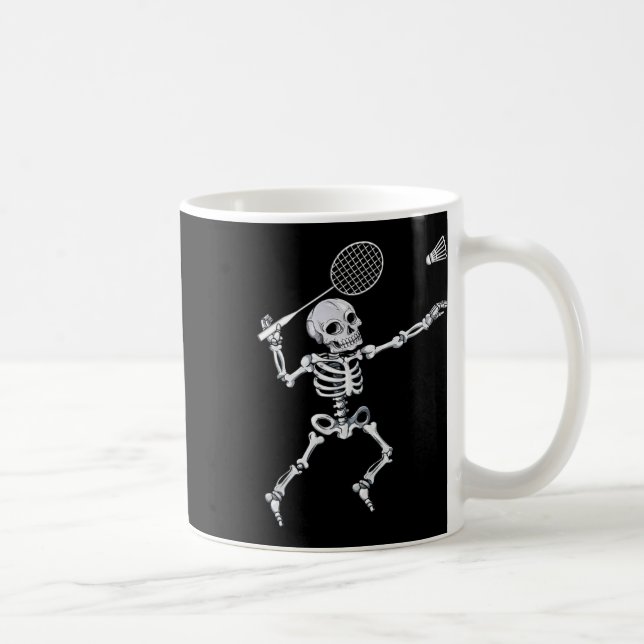 Caneca De Café Skeleton Badminton Smash Shuttle (Direita)