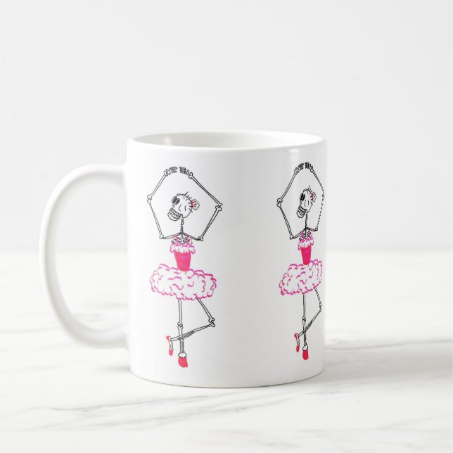 Caneca De Café Skeleton Ballerina, dançarina de Balé Tutu rosa (Esquerda)