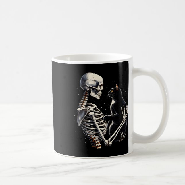 Caneca De Café Skeleton Brincando Com Um Gráfico De Gato Capa De  (Direita)