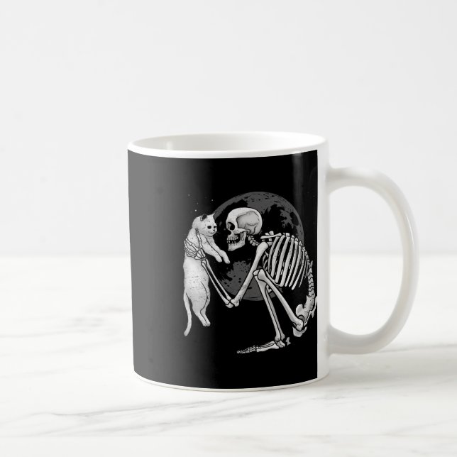 Caneca De Café Skeleton Cat Gatinho Skull Ghost Halloween Men (Direita)