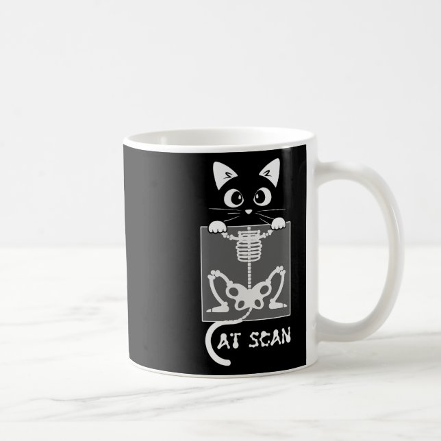 Caneca De Café Skeleton Cat Scan Ct Scaning Engraçado X Ray Pun M (Direita)