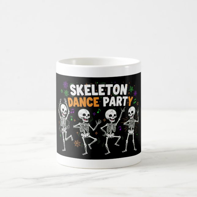 Caneca De Café Skeleton Dance Party Halloween Engraçado Spooky (Centro)